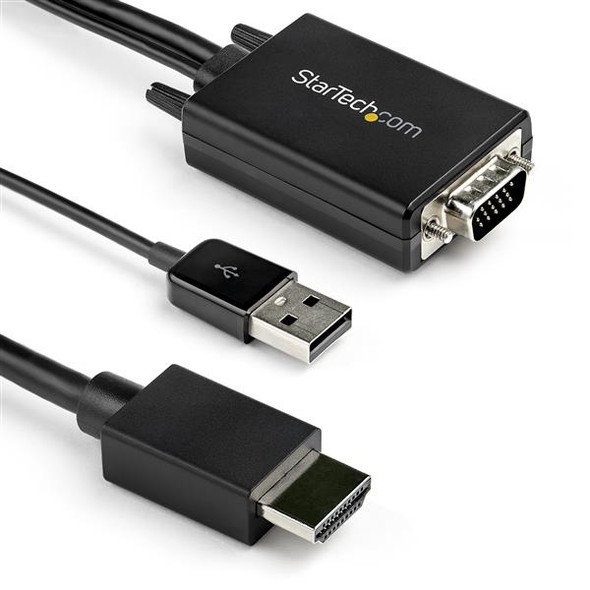 Startech.Com 6Ft Vga To Hdmi Converter Cable With Usb Audio Support & Power - Analog To Digital Video Adapter Cable To Connect A Vga Pc To Hdmi Display - 1080P Male To Male Monitor Cable Vga2Hdmm6