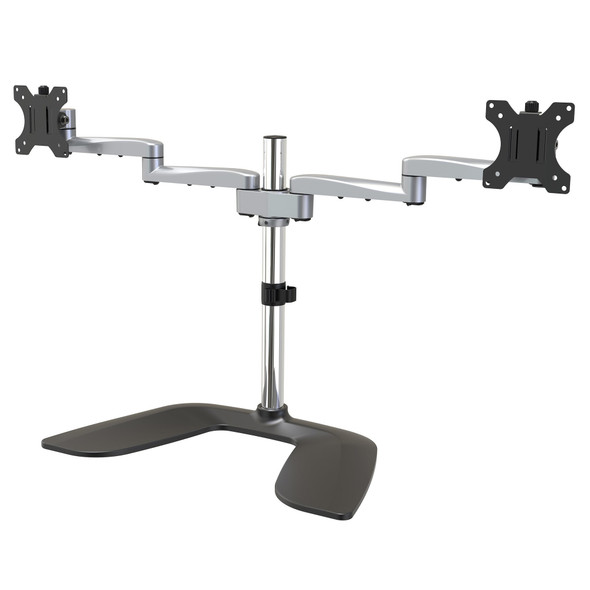 StarTech.com Dual Monitor Stand - Ergonomic Desktop Monitor Stand for up to 32" VESA Displays - Free-Standing Articulating Universal Computer Monitor Mount - Adjustable Height - Silver ARMDUALSS