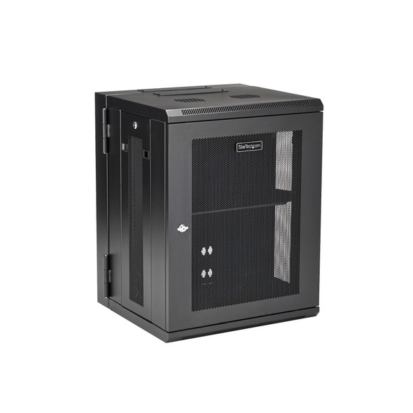 Startech.Com 15U 19" Wall Mount Network Cabinet - 16" Deep Hinged Locking It Network Switch Depth Enclosure - Assembled Vented Computer Equipment Data Rack W/Shelf & Flexible Side Panels Rk1520Walhm