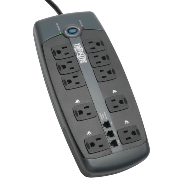 Tripp Lite Protect It! 10-Outlet Surge Protector, 8-ft, Cord, 2395 Joules, Tel/Modem Protection TLP1008TEL