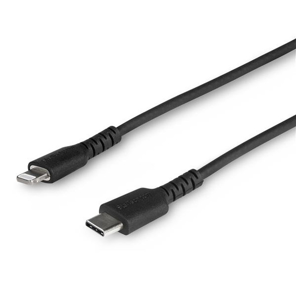 StarTech.com 3 foot (1m) Durable Black USB-C to Lightning Cable - Heavy Duty Rugged Aramid Fiber USB Type C to Lightning Charger/Sync Power Cord - Apple MFi Certified iPad/iPhone 12 RUSBCLTMM1MB