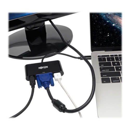 Tripp Lite Usb-C To Vga Adapter W/Usb-A Hub And Pd Charging - Usb 3.1, Thunderbolt 3, 1080P, Black U444-06N-Vub-C