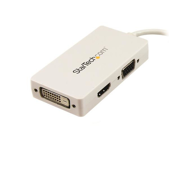 StarTech.com Travel A/V Adapter: 3-in-1 Mini DisplayPort to VGA DVI or HDMI Converter - White MDP2VGDVHDW