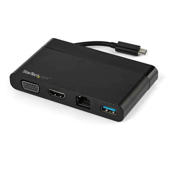 Startech.Com Usb C Multiport Adapter With Hdmi, Vga, Gigabit Ethernet & Usb 3.0 - Usb C To 4K Hdmi Or 1080P Vga Display Mini Dock Hub - Usb Type-C Travel Docking Station For Usb-C Laptops Dkt30Chvcm