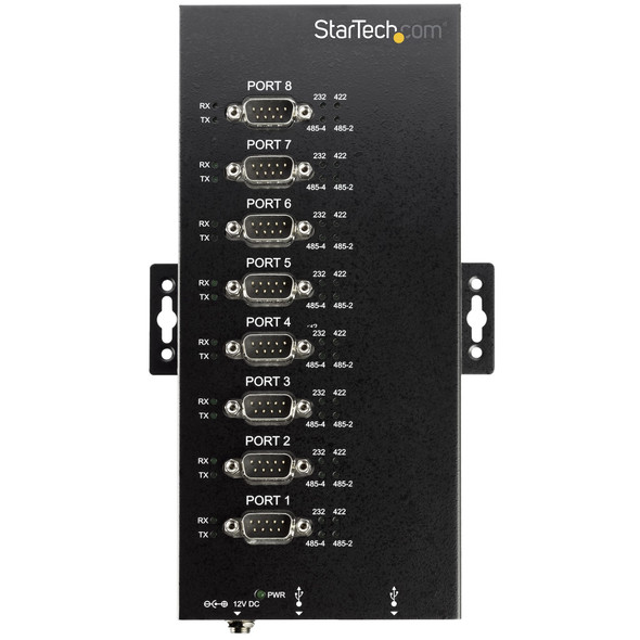 StarTech.com 8 Port Serial Hub USB to RS232/RS485/RS422 Adapter - Industrial USB 2.0 to DB9 Serial Converter Hub - IP30 Rated - Din Rail Mountable Metal Serial Hub - 15kV ESD Protection ICUSB234858I