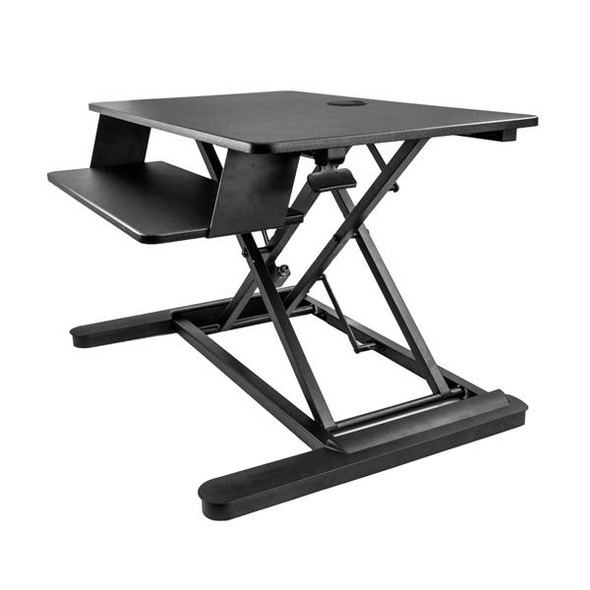 StarTech.com Sit Stand Desk Converter with Keyboard Tray - Large 35” x 21" Surface - Height Adjustable Ergonomic Desktop/Tabletop Standing Workstation - Holds 2 Monitors - Pre-Assembled ARMSTSLG