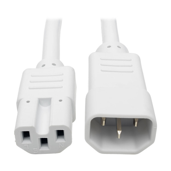 Tripp Lite Heavy-Duty Computer Power Cord, 15A, 14 Awg (Iec-320-C14 To Iec-320-C15), White, 1.83 M P018-006-Awh