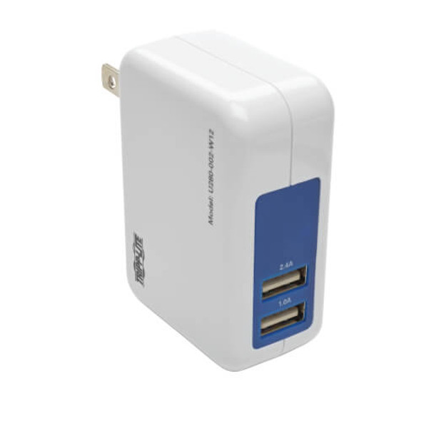Tripp Lite 2-Port USB Wall/Travel Charger, 5V 3.4A / 17W U280-002-W12
