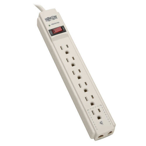 Tripp Lite Protect It! 6-Outlet Surge Protector, 4-ft. Cord, 790 Joules, Tel/Fax/Modem Protection TLP604TEL
