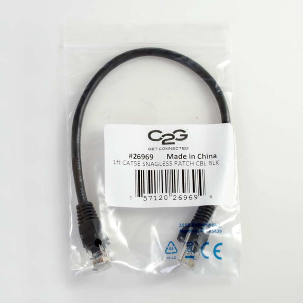 C2G 6" Cat5e networking cable Black 0.15 m U/UTP (UTP) 00933