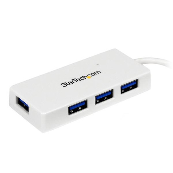 StarTech.com Portable 4 Port SuperSpeed Mini USB 3.0 Hub - White ST4300MINU3W