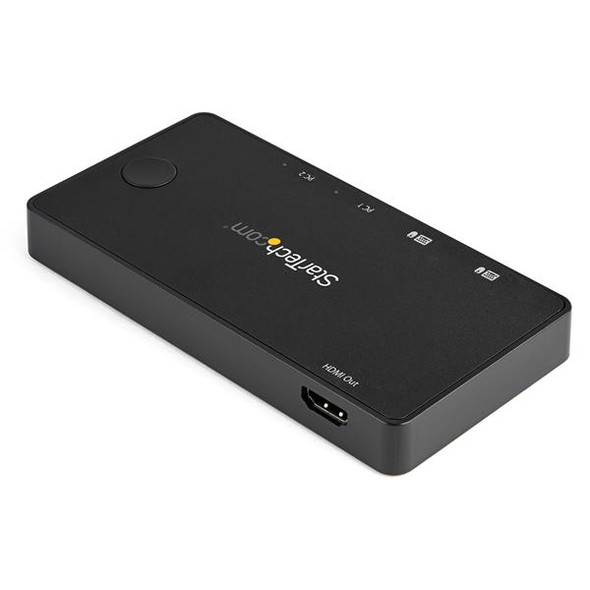 StarTech.com 2 Port USB C KVM Switch - 4K 60Hz HDMI - Compact Dual Port UHD USB Type C Desktop Mini KVM Switch with USB C Cables - Bus Powered - MacBook iPad Pro ThinkPad IdeaPad EliteBook SV211HDUC