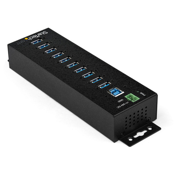 Startech.Com 10 Port Usb Hub With Power Adapter - Surge Protection - Metal Industrial Usb 3.0 Data Transfer Hub - Din Rail, Wall Or Desk Mountable - High Speed Usb 3.1 Gen 1 5Gbps Hub Hb30A10Ame