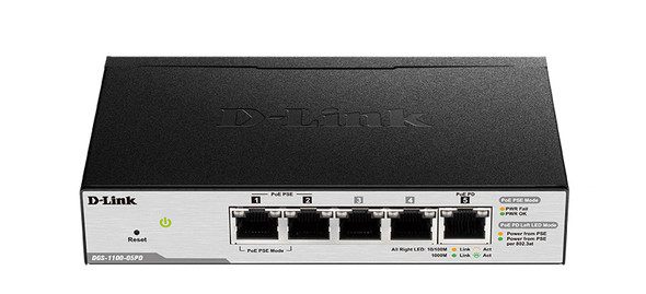 D-Link DGS-1100-05PD network switch Managed L2 Gigabit Ethernet (10/100/1000) Power over Ethernet (PoE) Black DGS-1100-05PD