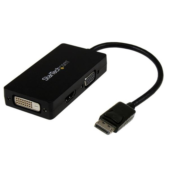 StarTech.com Travel A/V adapter: 3-in-1 DisplayPort to VGA DVI or HDMI converter DP2VGDVHD