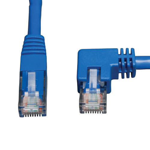Tripp Lite Right-Angle Cat6 Gigabit Molded UTP Ethernet Patch Cable (RJ45 Right-Angle M to RJ45 M), Blue, 3.05 m N204-010-BL-RA
