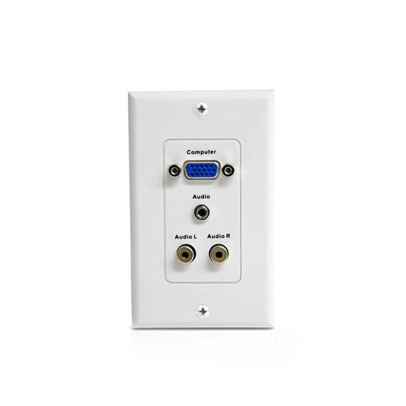 StarTech.com 15-Pin Female VGA Wall Plate with 3.5mm and RCA - White VGAPLATERCA