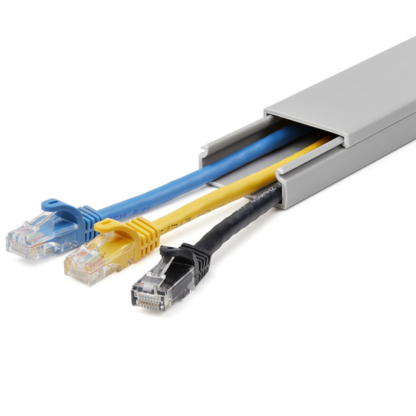 StarTech.com Cable Management Raceway 78in - Single Channel Network Cable Hider Kit - Solid Wall Wire Duct System - Power Cord Concealer - Surface Mount Wiring Channel PVC UL Rated CBMWD3816