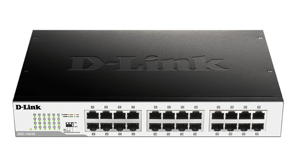 D-Link DGS-1024D network switch Unmanaged Gigabit Ethernet (10/100/1000) 1U Black, Silver DGS-1024D