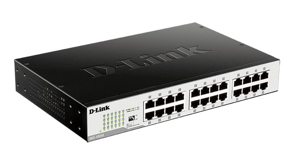 D-Link DGS-1024D network switch Unmanaged Gigabit Ethernet (10/100/1000) 1U Black, Silver DGS-1024D