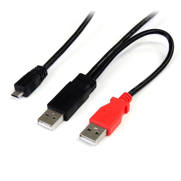 StarTech.com 3 ft USB Y Cable for External Hard Drive - Dual USB-A to Micro-B USB2HAUBY3