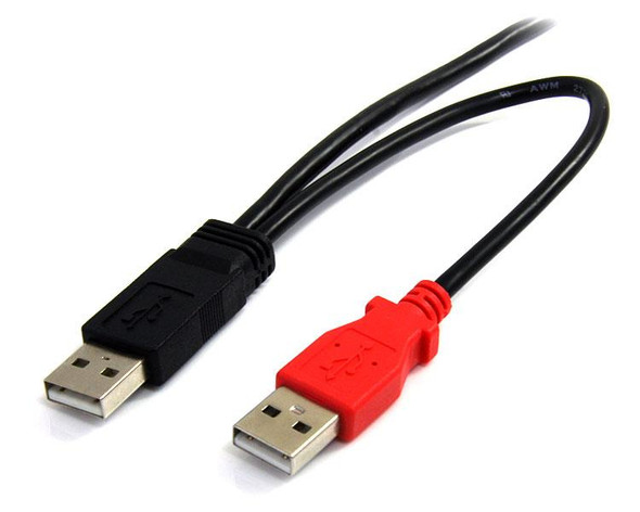 StarTech.com 1 ft USB Y Cable for External Hard Drive - USB A to mini B USB2HABMY1