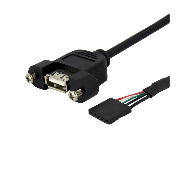 StarTech.com 3 ft Panel Mount USB Cable - USB A to Motherboard Header Cable F/F USBPNLAFHD3