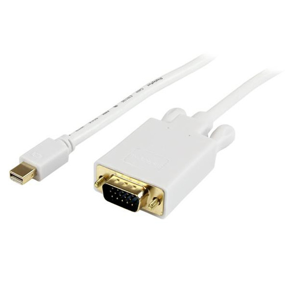 StarTech.com 3 ft Mini DisplayPort to VGA Adapter Converter Cable – mDP to VGA 1920x1200 - White MDP2VGAMM3W