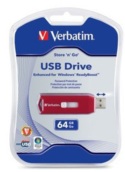 Verbatim 64Gb Store 'N' Go Usb Drive Usb Flash Drive Usb Type-A 2.0 Red 97005