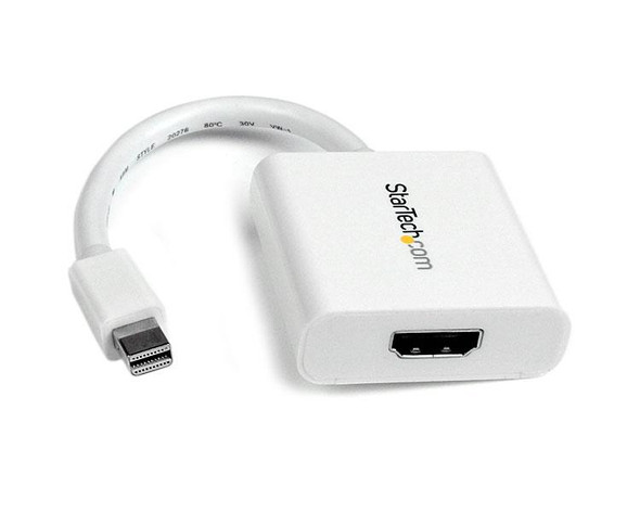 Startech.Com Mini Displayport To Hdmi Adapter - Mdp To Hdmi Video Converter - 1080P - Mini Dp Or Thunderbolt 1/2 Mac/Pc To Hdmi Monitor/Display/Tv - Passive Mdp 1.2 To Hdmi Dongle - White Mdp2Hdw