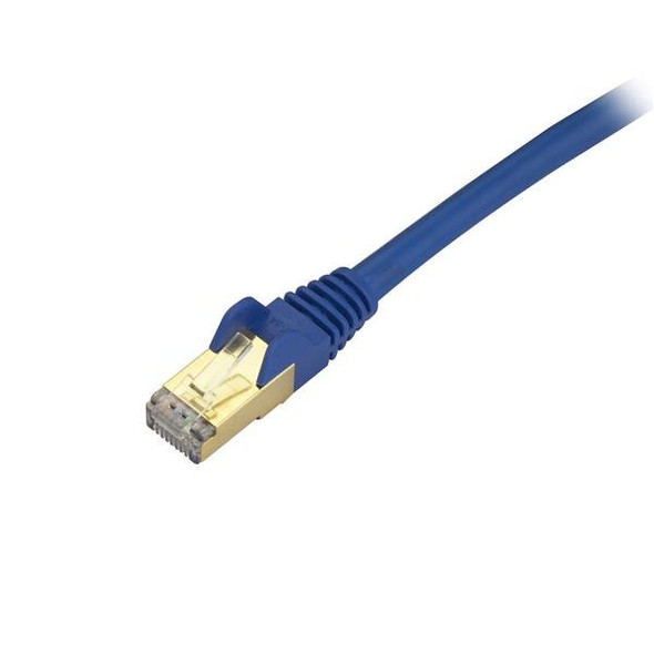 StarTech.com 1ft CAT6a Ethernet Cable - 10 Gigabit Shielded Snagless RJ45 100W PoE Patch Cord - 10GbE STP Network Cable w/Strain Relief - Blue Fluke Tested/Wiring is UL Certified/TIA C6ASPAT1BL