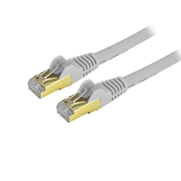 StarTech.com 12ft CAT6a Ethernet Cable - 10 Gigabit Shielded Snagless RJ45 100W PoE Patch Cord - 10GbE STP Network Cable w/Strain Relief - Gray Fluke Tested/Wiring is UL Certified/TIA C6ASPAT12GR