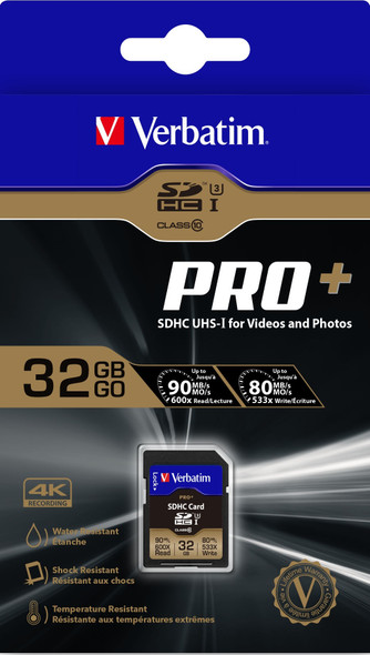Verbatim Pro+ memory card 32 GB SDHC UHS Class 10 49196