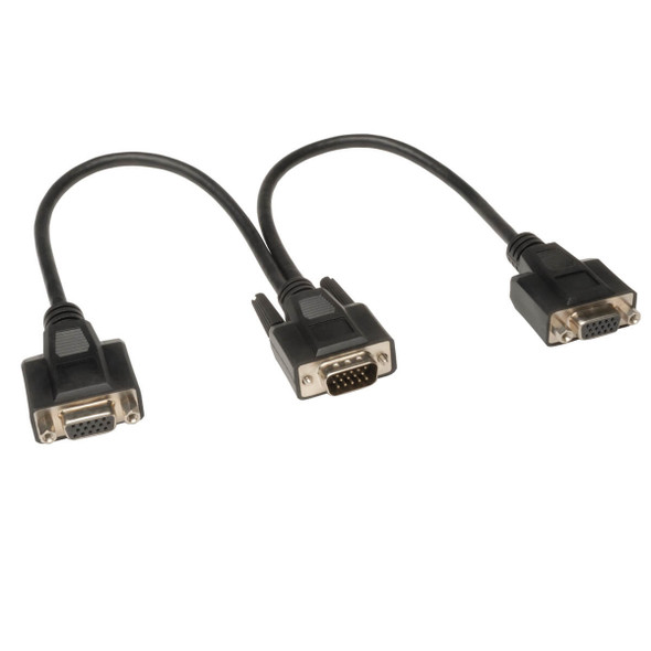 Tripp Lite VGA Monitor Y Splitter Cable, High Resolution (HD15 M to 2x HD15 F), 0.31 m P516-001-HR