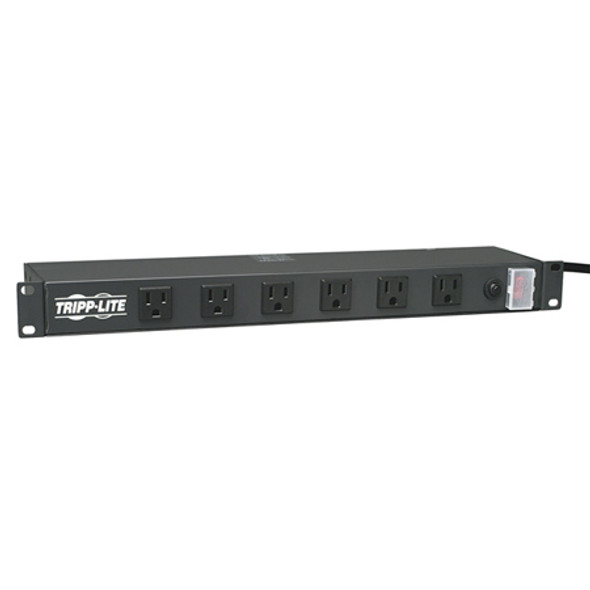 Tripp Lite 1U Rack-Mount Power Strip, 120V, 15A, 5-15P, 12 Outlets (Right-Angled Widely Spaced), 15-ft. Cord RS1215-RA