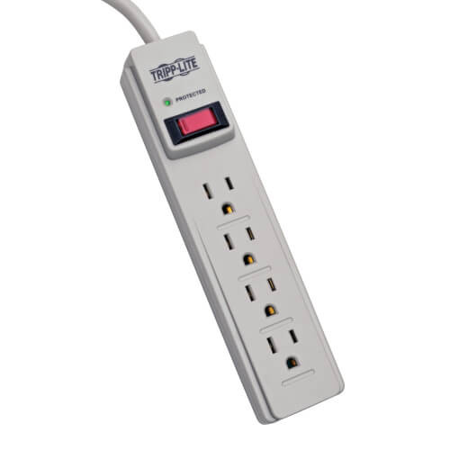 Tripp Lite Protect It! 4-Outlet Home Computer Surge Protector Strip, 4-ft Cord, 450 Joules TLP404