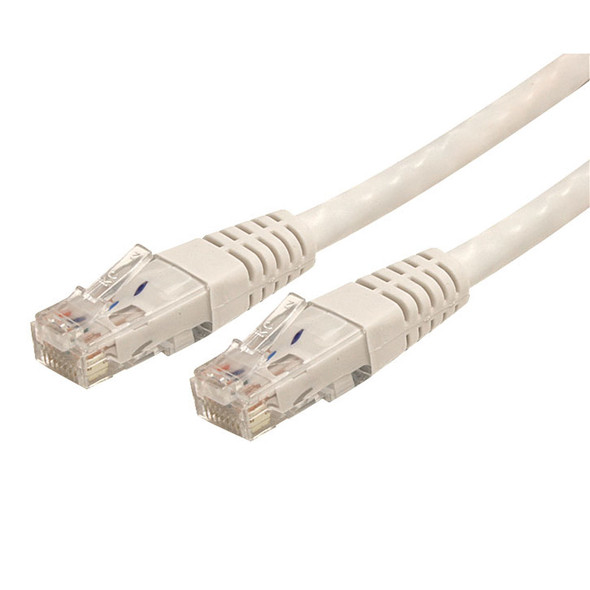 StarTech.com 2ft CAT6 Ethernet Cable - White CAT 6 Gigabit Ethernet Wire -650MHz 100W PoE RJ45 UTP Molded Network/Patch Cord w/Strain Relief/Fluke Tested/Wiring is UL Certified/TIA C6PATCH2WH