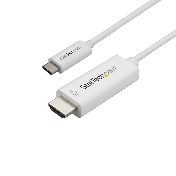 StarTech.com 3ft (1m) USB C to HDMI Cable - 4K 60Hz USB Type C to HDMI 2.0 Video Adapter Cable - Thunderbolt 3 Compatible - Laptop to HDMI Monitor/Display - DP 1.2 Alt Mode HBR2 - White CDP2HD1MWNL