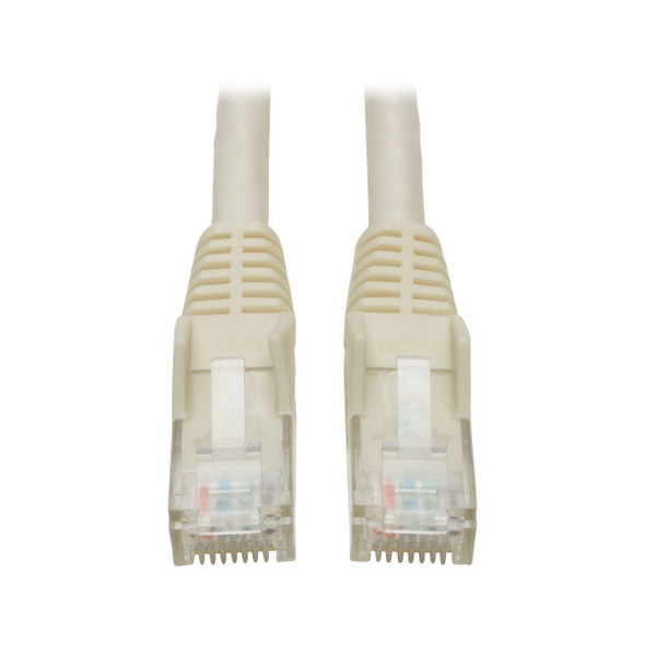 Tripp Lite Cat6 Gigabit Snagless Molded UTP Ethernet Patch Cable, 24 AWG, 550 MHz/1 Gbps (RJ45 M/M), White, 0.91 m N201-003-WH