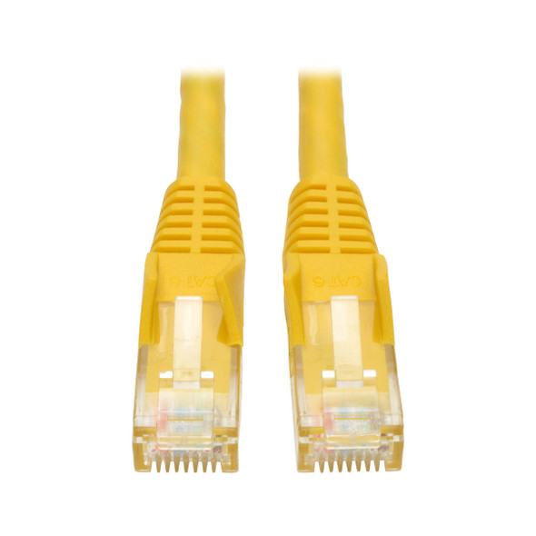 Tripp Lite Cat6 Gigabit Snagless Molded UTP Ethernet Patch Cable, 24 AWG, 550 MHz/1 Gbps (RJ45 M/M), Yellow, 0.31 m N201-001-YW