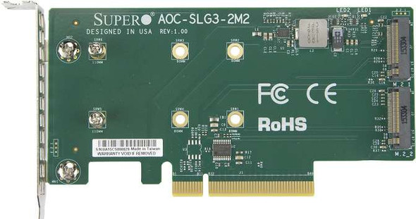 Supermicro Accessory AOC-SLG3-2M2-O PCIe Add-On Card for up to two NVMe SSDs