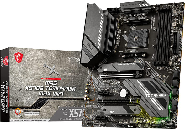 MSI Motherboard X570STMHWIFI MAG X570S TOMAHAWK MAX WIFI AMD X570 AM4 RYZEN 9 Max128GB DDR4 ATX Retail