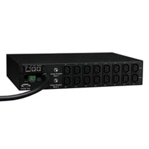 Tripp Lite 5.8kW Single-Phase Switched PDU, 208/240V Outlets (16 C13), L6-30P Input, 3.66 m (12-ft.) Cord, 2U Rack-Mount 037332139320 PDUMH30HVNET
