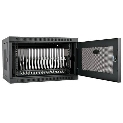 Tripp Lite 16-Device Usb Charging Station Cabinet With Sync For Ipad And Android Tablets, Wall-Mount Option, Black 037332185419 Cs16Usb