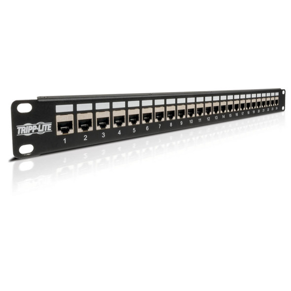 Tripp Lite 24-Port STP Shielded Cat6 /Cat5 Feedthrough Patch Panel, RJ45 Ethernet, 1U Rack-Mount, TAA 037332171122 N254-024-SH