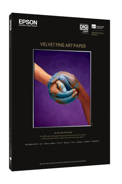 Epson Velvet Fine Art Paper, A3+, 260G/M², 20 Blatt 010343841949 S041637