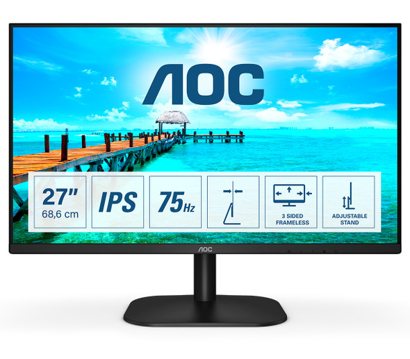 AOC 27B2H computer monitor 68.6 cm (27") 1920 x 1080 pixels Full HD LED Black 685417721184 27B2H