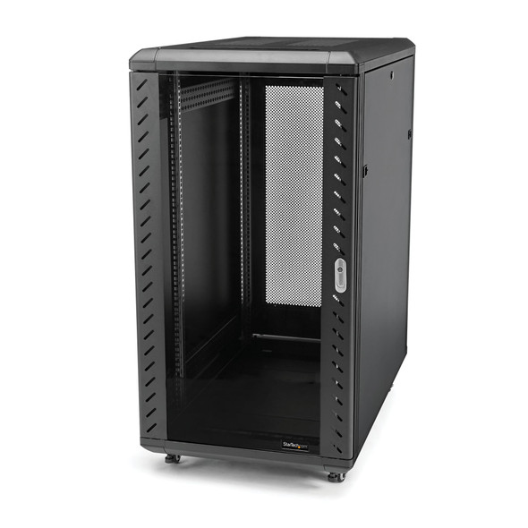 StarTech.com 32U 19" Server Rack Cabinet - Adjustable Depth 6-32" - Flat Pack - Lockable 4-Post Network/Data/AV Equipment Rack Enclosure with Glass Door & Casters - 1763lb/800kg Capacity 065030888431 RK3236BKF