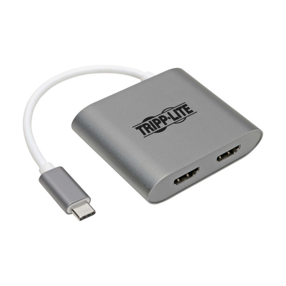 Tripp Lite USB-C to Dual HDMI Adapter - M/2xF, Thunderbolt 3 Compatible, USB 3.1, 4K x 2K @ 30 Hz, MST, Grey 037332237330 U444-06N-2H-MST