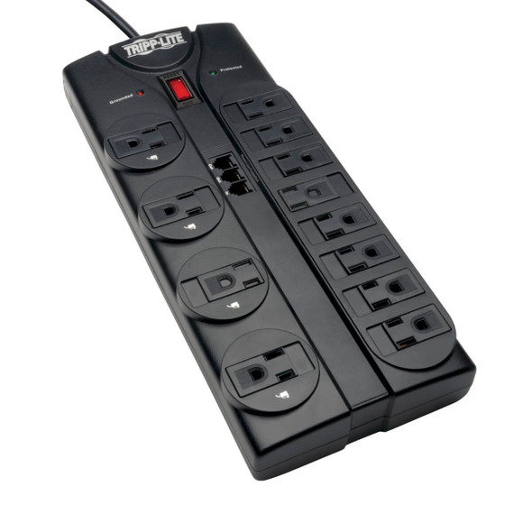 Tripp Lite Protect It! 12-Outlet Surge Protector, 8-ft. Cord, 2160 Joules, Tel/Modem Protection 037332152503 TLP1208TEL